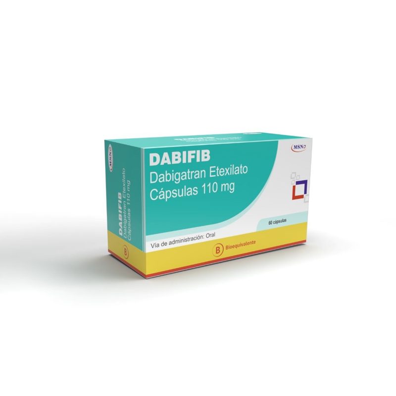 Envase de Dabifib, dabigatrán etexilato 110 mg, 60 cápsulas